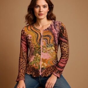 Alberto Makali Animal Print Mesh Top
Mixed Pattern Metallic Boho Glam Y2K Style